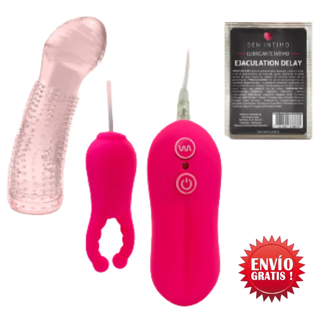 Kit Mutuo Vibrador Multifuncional Funda Y Retardante